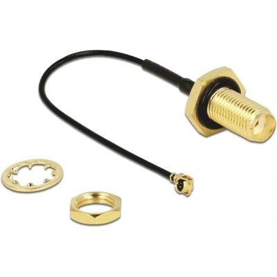 Afbeelding van MHF I (v) SMA kabel met afdichtring Micro Coax (1,13 mm) 50 Ohm / zwart 0,10 meter