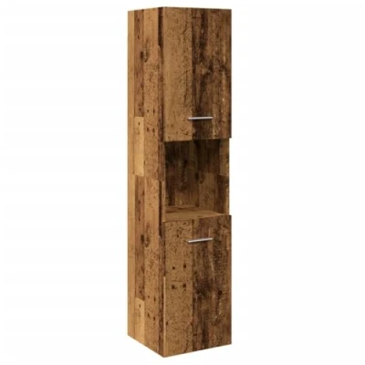 Afbeelding van Badkamerwandkast 30x30x130 cm bewerkt hout oud houtkleurig
