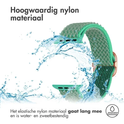 Afbeelding van iMoshion Bandje Geschikt voor Apple Watch Series 1 / 2 3 4 5 6 7 8 9 SE 38 40 41 mm Elastisch nylon band Turquoise