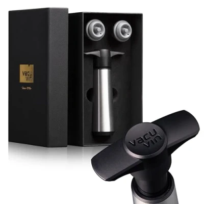 Afbeelding van Vacu Vin Wine Saver Vacuüm Pomp Met Wijnstopper Set Van 3 Zilver
