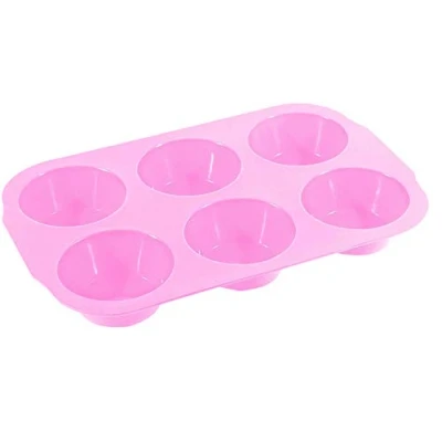 Afbeelding van Candy 6 Cup Muffin Mould, siliconen Cake Bakvorm, Cupcake verschillende kleuren roze of crème, Hoeveelheid: 1 stuk