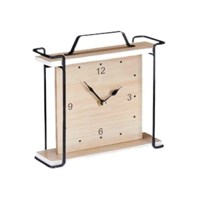 Afbeelding van Bordsklocka Zwart Metaal Hout MDF 23 x 21 7 cm (6 Stuks)
