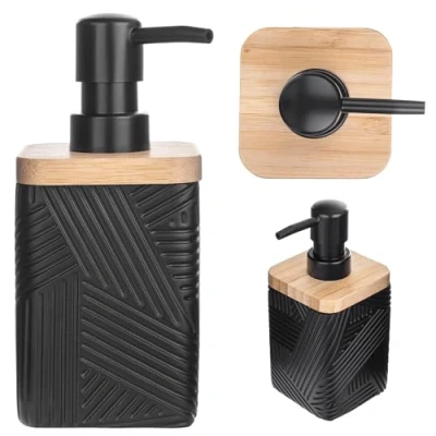 Afbeelding van KADAX Zeepdispenser voor afwasmiddel, navulbaar, modern, met pomp, vierkant, zwart