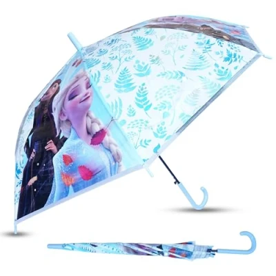 Afbeelding van SRV Hub bedrukte transparante paraplu voor kinderen vanaf 3 jaar, Frozen 2 (klassiek), S, blauw, transparant, Klassiek