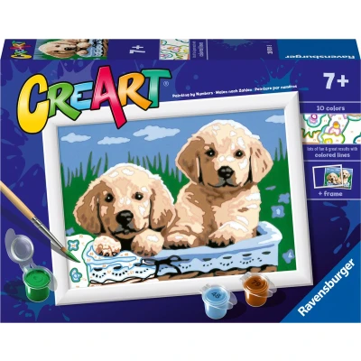 Afbeelding van Ravensburger CreArt Schilderen op Nummer Schattige Puppy&#039;s