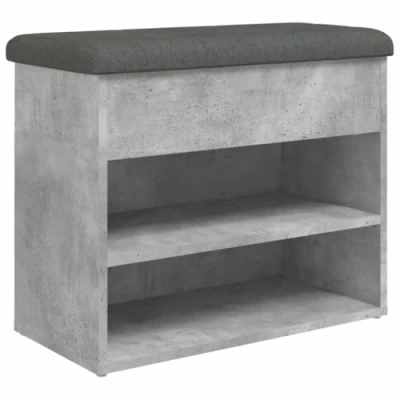 Image de vidaXL Banc à chaussures gris béton 62x32x50 cm bois d&#039;ingénierie835099
