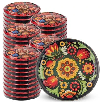 Afbeelding van KADAX 50 stuks schroefdeksel met diameter van 82 mm, metalen twist off deksel, reservedeksel voor inmaakpotten en weckpotten, deksel 6 inkepingen, kleurrijke bloemen