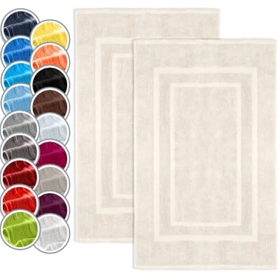 Afbeelding van naturemark set van 2 badmatten, premium kwaliteit, 100% katoen, 50 x 80 cm, douchematten, kleur: natuur/crème