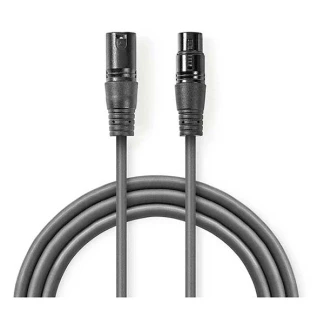 Afbeelding van XLR kabel (m/v) Nedis 3 meter (Gebalanceerd, Stereo, pins)