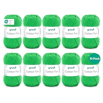 Afbeelding van Gründl Cotton Fun garen, katoen, groen, 27 x 11 7 cm, pak van 10 stuks