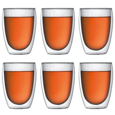 Afbeelding van Bodum Dubbelwandige Koffie Theeglazen Pavina Gepatenteerd Ventiel 350 ml 6 Stuks