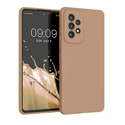 Afbeelding van kwmobile telefoonhoesje geschikt voor Samsung Galaxy A53 5G Hoesje met siliconen coating Smartphone case in cappuccino