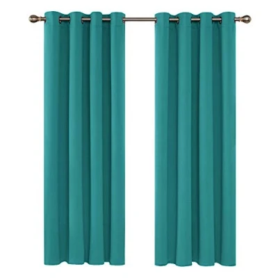 Afbeelding van Deconovo Verduisteringsgordijn, 2 stuks, thermogordijn voor woonkamer met ogen, 117 x 183 cm (b h), turquoise