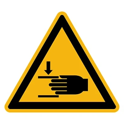 Afbeelding van Sticker Danger Warning NF ISO7010 zelfklevende driehoekige bewegwijzering gelamineerd water en uv bestendig handpletten 35 x cm