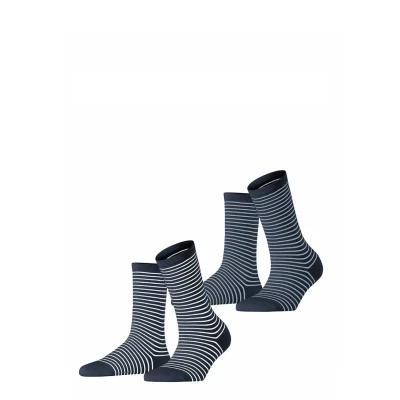 Afbeelding van ESPRIT Dames Fine Line 2 pack duurzame ademende biologische katoenen versterkte kuitlengte zacht fantasiepatroon multipack set van paar, Veelkleurig Blauw 0040, 39 42