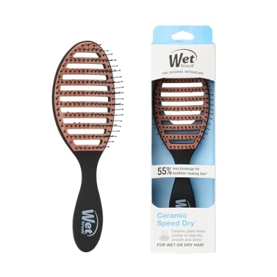 Afbeelding van Wet Brush Sneldrogende keramische haarborstel, zwart, geventileerd design en zachte HeatFlex borstelharen voor het drogen met een föhn, ergonomische handgreep die knopen beheerst, accessoires