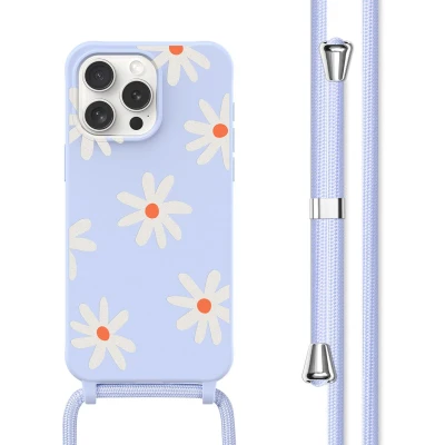 Afbeelding van imoshion hoesje Geschikt voor iPhone 15 Pro met koord Siliconen design Meerkleurig / Lila Flower Distance