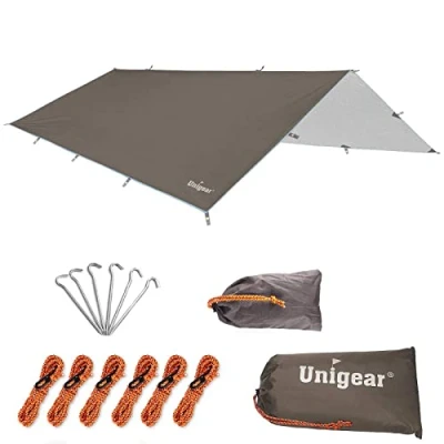 Afbeelding van Unigear Tarp Rain Fly dekzeil voor tent, waterdicht, opvouwbaar, licht, camping en bescherming tegen regen, sneeuw zon