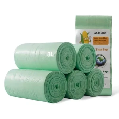 Afbeelding van AURMOO 200 biologische vuilniszakken, 8 l, afvalzakken, zakken, voedselafvalzak, vuilniszak (B40xH43cm, Groen)