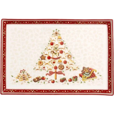 Afbeelding van Villeroy &amp; Boch Winter Bakery Delight Kerst Partyschaal 39 Cm Rood