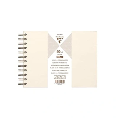Afbeelding van Clairefontaine 95435C Spiraalalbum om te personaliseren, 40 vellen wit papier, dik, 200 g/m², formaat 21 x 16 cm, harde omslag, ivoorkleurig, creatief, doe het zelf, scrapbooking