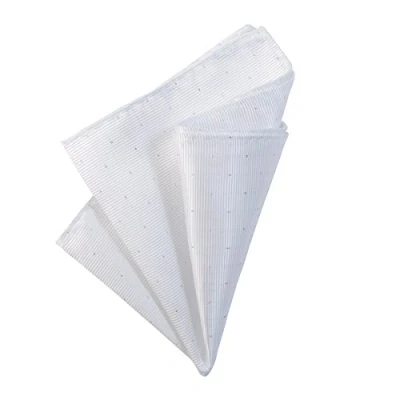 Afbeelding van DonDon Zakdoek voor heren, 25 x cm, chique feestjes en formele gelegenheden met zilveren stippen, Wit stippen
