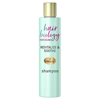 Afbeelding van Hair Biology Meno Balance Revitalize &amp; Soothe Shampoo voor fijn en droog haar, met Pro V, vitamine B3 witte thee, haaruitval, vrouwenshampoo, zonder kleurstoffen, 250 ml