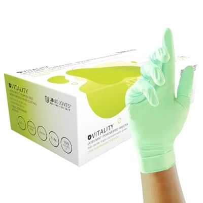Afbeelding van Unigloves GD0014 Green Llano E latex handschoenen, poedervrij, maat L, 100 stuks