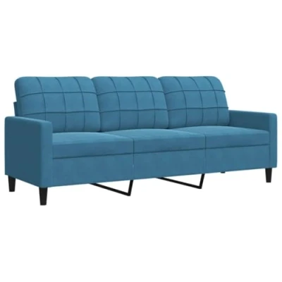 Image de vidaXL Canapé à 3 places Bleu 180 cm Velours4007643