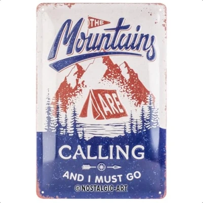 Afbeelding van Wandbord The Mountains Are Calling And I Must Go 20x30cm