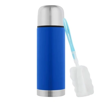 Afbeelding van GRÄWE thermosfles van roestvrij staal, 350 ml, voor onderweg met beker, lekvrij, vaatwasmachinebestendig, blauw