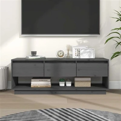 Afbeelding van Tv meubel 110,5x34x40 cm massief grenenhout grijs