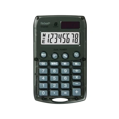 Afbeelding van Rebel 77234N rekenmachine met 8 cijfers, zonne /batterij, zwart