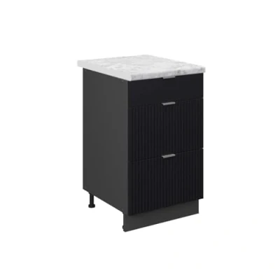 Afbeelding van Vicco Keukenonderkast Fame Line, Zwart gestreept/Krachtige eik goud, 50 cm , WB Marmer