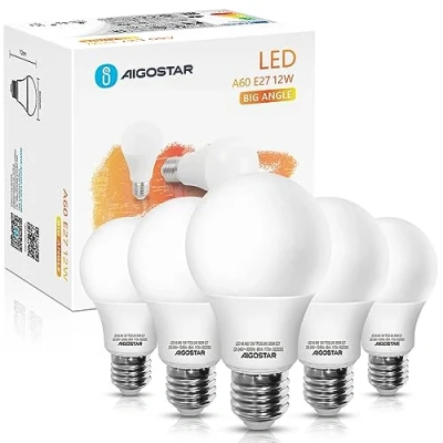 Afbeelding van Gloeilamp E27 5 stuks warmwit LED 12W=100W halogeenlicht 3000K 230V