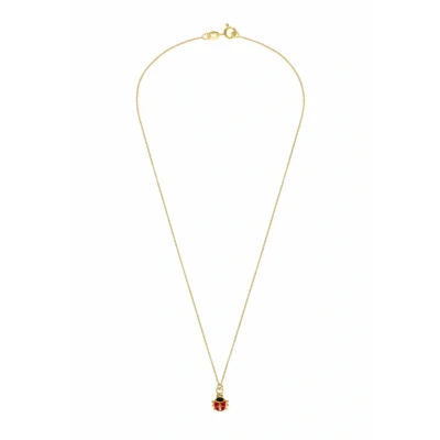 Afbeelding van Lucardi Kinder Zilveren goldplated Ketting lieveheersbeestje 925 Zilver Goudkleurig 38 cm