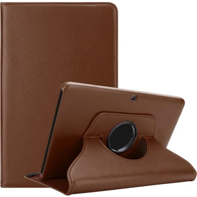 Afbeelding van Cadorabo Tablet Hoesje geschikt voor Samsung Galaxy Tab 3 (10.1 inch) in PADDESTOEL BRUIN Beschermhoes ZONDER auto Wake Up, met stand functie en elastische band sluiting Book Case Cover Etui