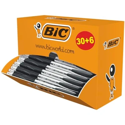 Afbeelding van Bic Balpen Atlantis Classic Zwart, Doos 30 + 6 Gratis