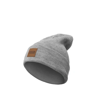 Afbeelding van Urban Classics Leatherpatch LONG Muts, Heren, Maat: One Size, Grey