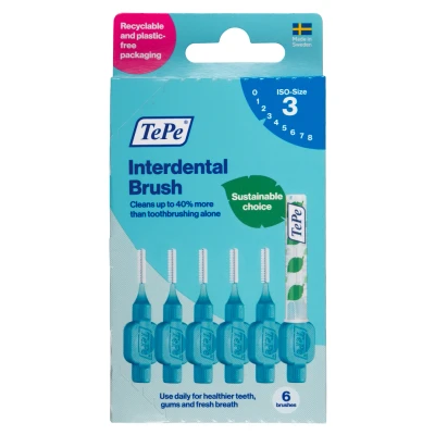 Afbeelding van TePe Interdentale Ragers Original 0,6 mm Blauw blister à 6 stuks