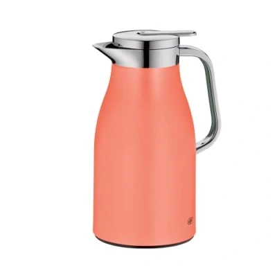 Afbeelding van alfi SKYLINE Bouteille isotherme en acier inoxydable avec insert verre trempé hygiénique, bouchon à vis bouton poussoir confortable, poignée ergonomique, idéale comme cafetière, théière, sans