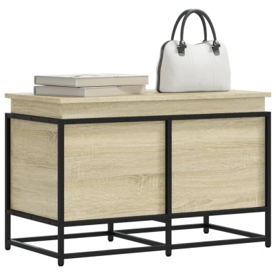 Afbeelding van Opbergbox met deksel 80x40x51,5 cm bewerkt hout sonoma eiken