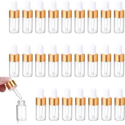 Afbeelding van ChAusa 25 stuks mini pipetflessen van transparant kunststof, 3 ml, navulbaar, met druppelpipet, voor etherische olie, aromatherapie, massage, geurolie