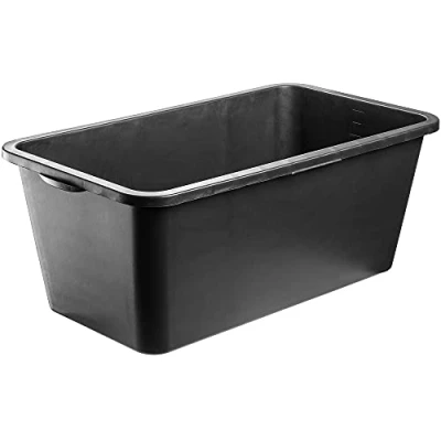 Afbeelding van KADAX Mortar Box Mortelbak 60 liter Voor bouwplaatsen 70 x 39 28 cm Kunststof Vierkant Zwart Met handgrepen Voedselbak, bouwemmer