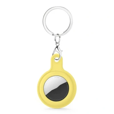 Afbeelding van AirTag case gel series sleutelhanger met ring geel