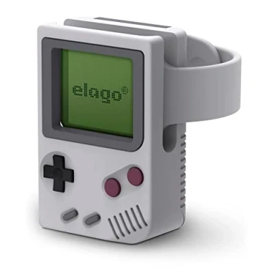 Afbeelding van elago W5 houder compatibel met alle Apple Watch Series 9/8/SE2 (2022)/7/6/SE/5/4/3/2/1 (45 mm, 44 42 41 40 38 mm), nachtkastje modus (lichtgrijs)