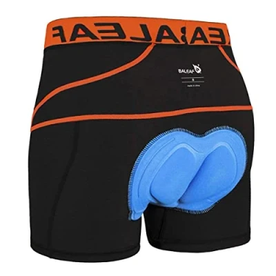 Afbeelding van Baleaf Heren 3D Gewatteerde Fietsondergoed Shorts, Zwart/Oranje, XL
