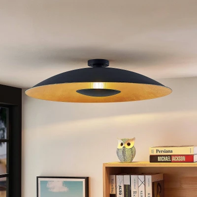 Afbeelding van Lindby plafondlamp Narisara, Ø 80 cm, E27, zwart goud