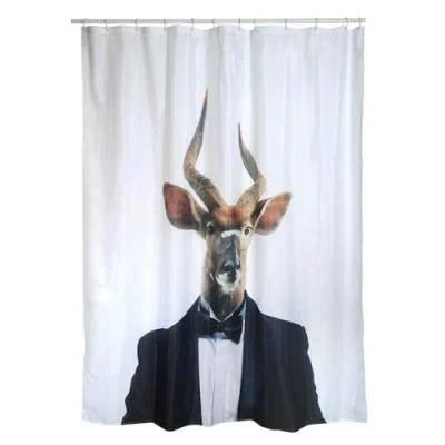 Afbeelding van MSV Douchegordijn met ringen wit gerecycled peva kunststof 180 x cm wasbaar Voor bad en douche