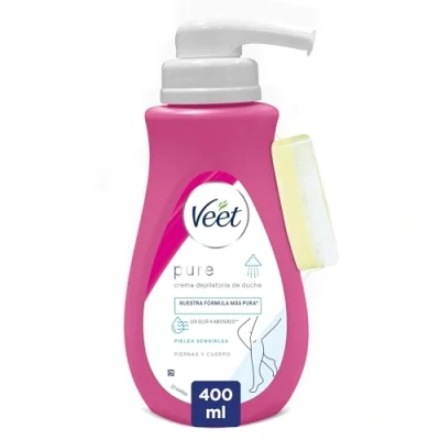 Afbeelding van Veet Ontharingscrème voor onder de douche vrouwen met doseerder gevoelige huid, 400 ml